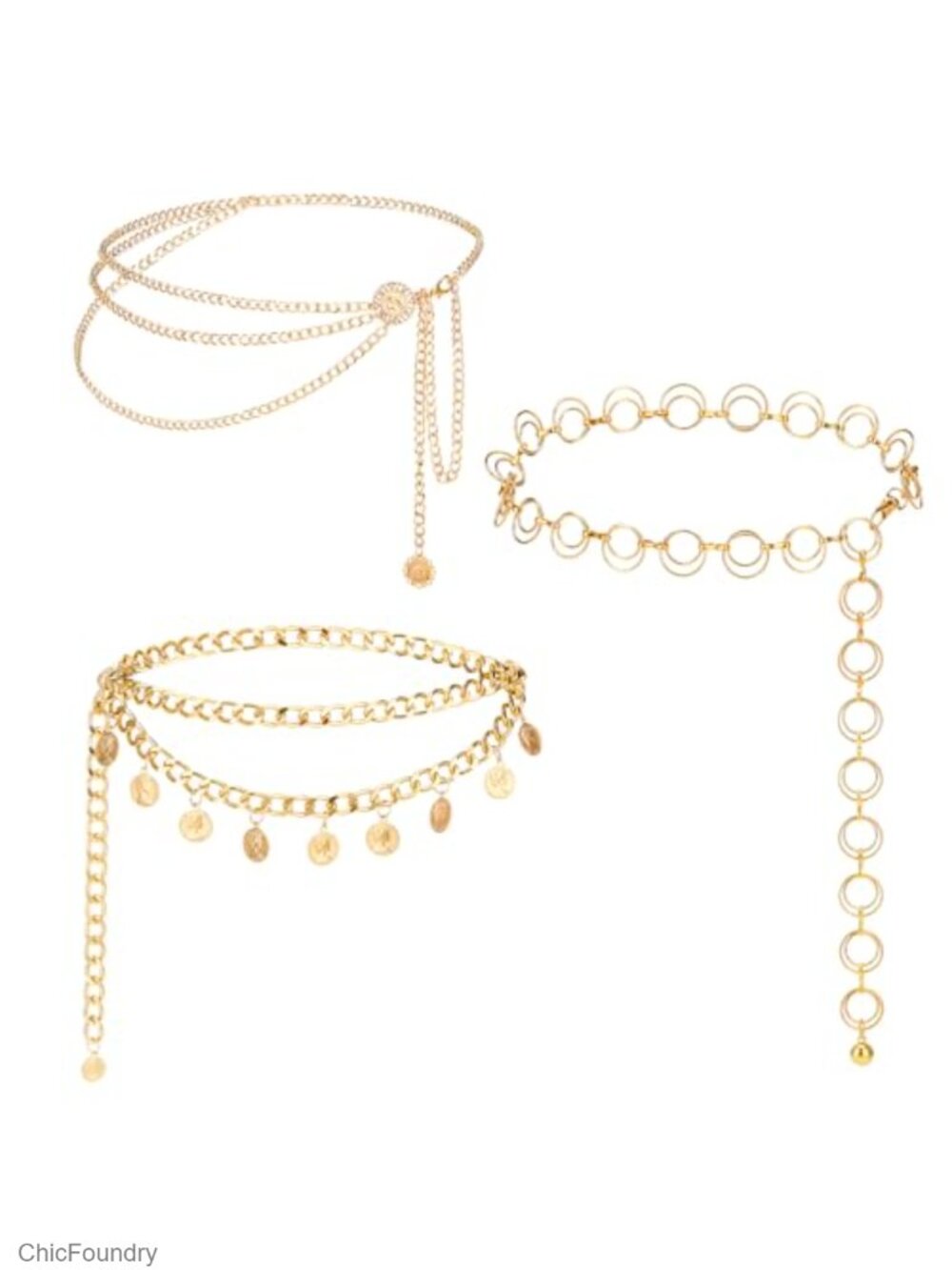 3 Layer Gold Waist Chain Belt for Women Layered Hip